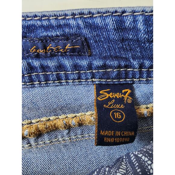 SEVEN7 Luxe Mid-Rise Western Embroidered Pocket Stitching Bootcut Jeans SZ 16 - Picture 5 of 11